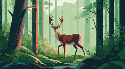 Flat vector of forest animal illustration
