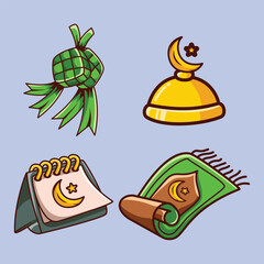 Set Of Ramadan Kareem Illustration Vector