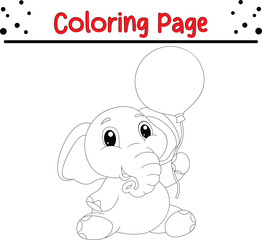 baby elephant holding balloon coloring page