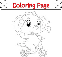 baby elephant riding bicycle waving coloring page