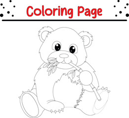 baby panda eating bamboo coloring page