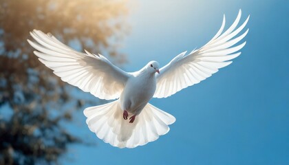 Obraz premium Majestic White Dove, a Symbol of Peace and the Holy Spirit 