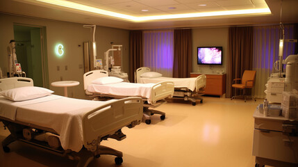 Patient support equipment in the Recovery ICU room