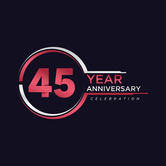 45  years anniversary golden pink color with circle ring isolated on black background for anniversary celebration event