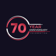 70  years anniversary golden pink color with circle ring isolated on black background for anniversary celebration event