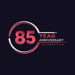 85  years anniversary golden pink color with circle ring isolated on black background for anniversary celebration event