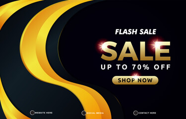 flash sale discount template banner with copy space for product sale with abstract gradient black and orange background design