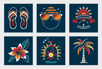 Set of tropical vacation elements