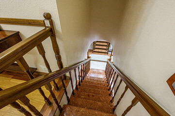 interior apartment room stairs, wooden steps staircase inside house