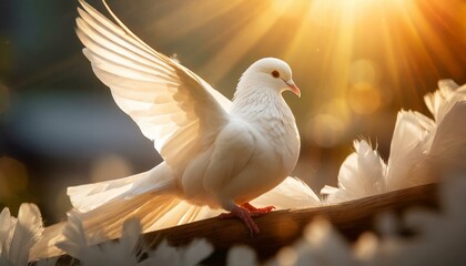 Dove against a Sunset Sky, symbol of Holy Spirit