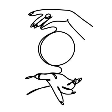 recommend clip art: Hand with crystal ball in one line art drawing
                    