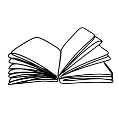 Open book one line art drawing 