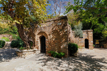 Fototapeta na wymiar The House of the Blessed Virgin Mary is located above the ruins of Ephesus, Turkey on the hill of Coressus called the Hill of Nightingales. Here the Blessed Virgin Mary spent the last days of her life