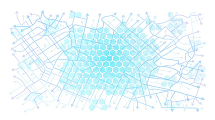 Navigation concept. Abstract plan of urban area. Background of the road, arrows pointing in all directions. . Colored flat, editable vector illustration