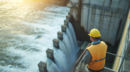 Hydroelectric Dam Worker, Inspecting the Hydroelectric Dam.