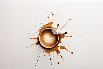coffee stain on a white background - obrazy, fototapety, plakaty
