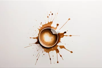 Foto op Plexiglas coffee stain on a white background © DynaVerse3D