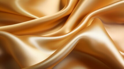 Obraz premium Smooth and luxurious golden satin fabric with a silky texture in a close-up view.