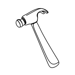 Hammer tool one line art drawing 