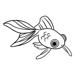 Goldfish line art drawing