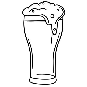beer glass overflowing foam outline clip art preview