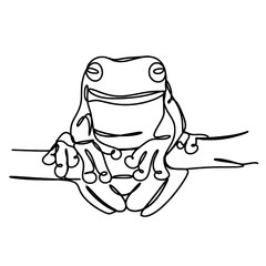 Frog one line art drawing 