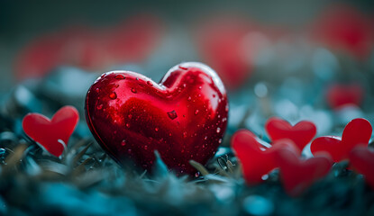 Obraz premium Red Hearts With Soft outdoor background, Valentine's Day Concept