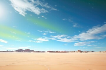 Fototapeta na wymiar timelapse composite of aurora australis moving over desert