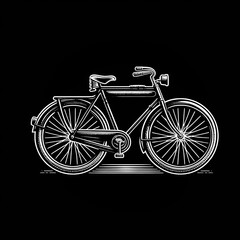 black bicycle isolated on white background.