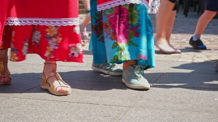 Fototapeta na wymiar People Walking and Praying during Religious Procession Pilgrimage