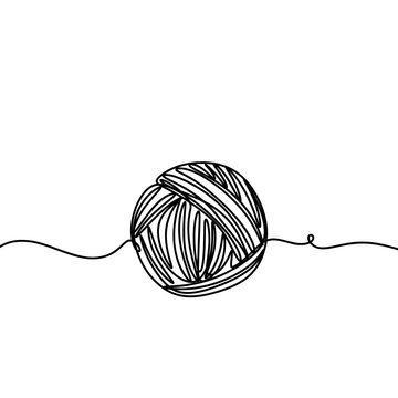 Ball of yarn one line drawing 