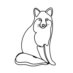 Sitting fox one line drawing 