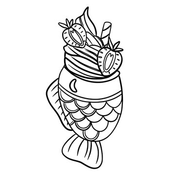 recommend clip art: Taiyaki ice cream line art