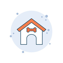 Cartoon doghouse icon vector illustration. Animal house on bubbles background. Simple dog house sign concept.