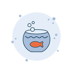 Cartoon aquarium vector illustration. Fish bowl on bubbles background. Fishbowl sign concept.