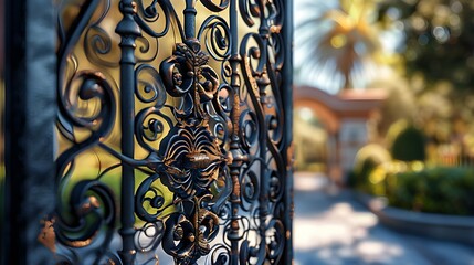 intrical pattern on wrought iron  gate