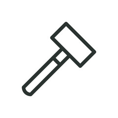 Medieval war hammer isolated icon, Thor mallet vector symbol with editable stroke