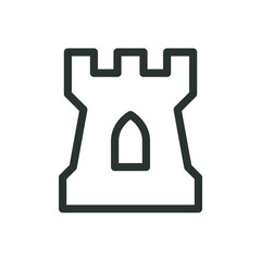 Medieval tower with arched window isolated icon, rook vector symbol with editable stroke