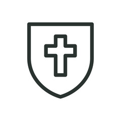 Crusader shield isolated icon, Templar shield vector symbol with editable stroke