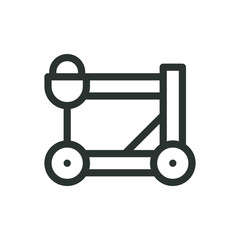 Medieval catapult isolated icon, siege ballista vector symbol with editable stroke