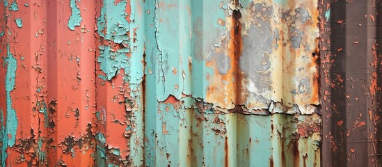 Vintage effect on a multi-hued metal backdrop with peeling paint.