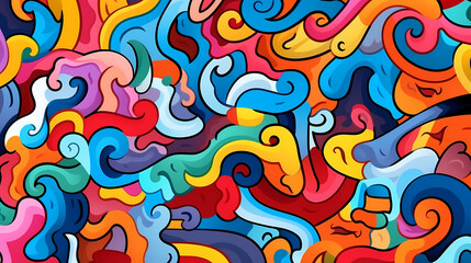 Funny doodle seamless pattern, artistic background