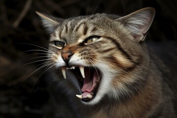 Obraz premium Vigorous feline roaring with excitement. Generative AI