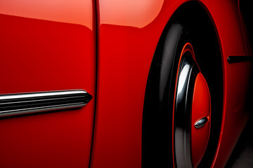 Abstract of polished red car and alloy wheel