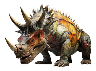 ancient animal horned dinosaur illustration on transparent background, generative ai