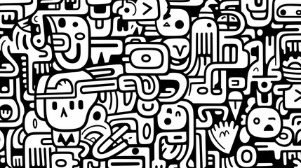Fototapeta premium Funny doodle seamless pattern, artistic background