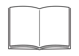 開いた本のシンプルな白黒イラスト　Simple black and white illustration of an open book - obrazy, fototapety, plakaty