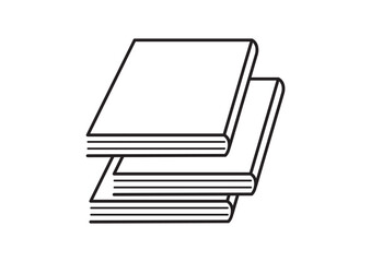 平積みで置いてある本の白黒イラスト　Black and white illustration of books stacked flat - obrazy, fototapety, plakaty