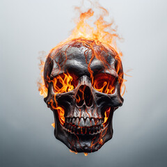 illustration of a human skull with flames. Created with Generative AI