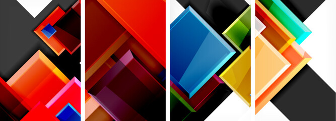 Color glass glossy square composition poster set for wallpaper, business card, cover, poster, banner, brochure, header, website